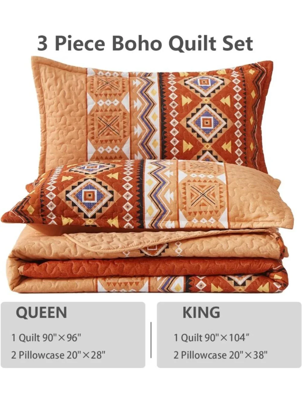 California King Quilt Set - Orange Fall Bedspread for Thanksgiving Decor